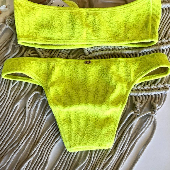 Pilyq Pineapple Reef Yellow Bandeau Teeny Bikini - Picture 8 of 11